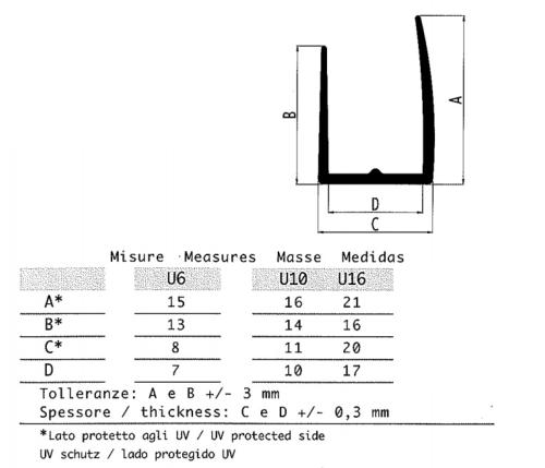 Profil PC U 6 mm 2,1ml