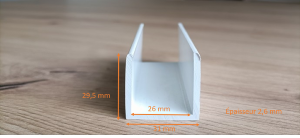Profil U PVC Blanc Lisse 26mm /ml