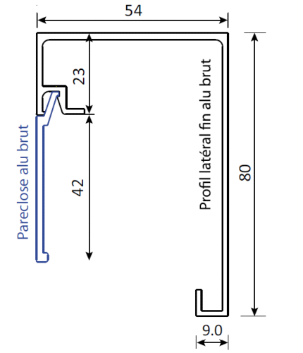 PARECLOSE ALU BRUT 7000x41,5x1,5 mm