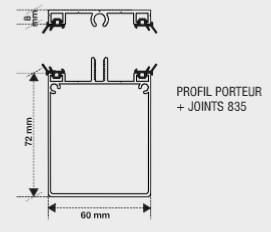 Kit porteur alu 16/32 mm gris capot+joint+equerre 4ml