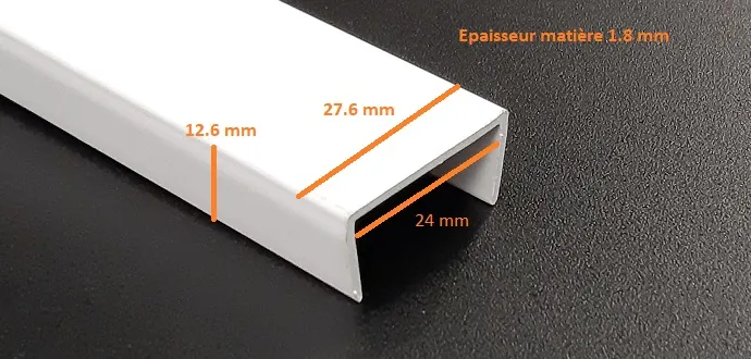 Image du produit PROFIL U PVC BLANC 27x12 MM /ml de Polydis Plastiques - 1